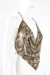 Vintage Whiting & Davis Floral Mesh Halter Top on Mannequin angle at Recess Los Angeles