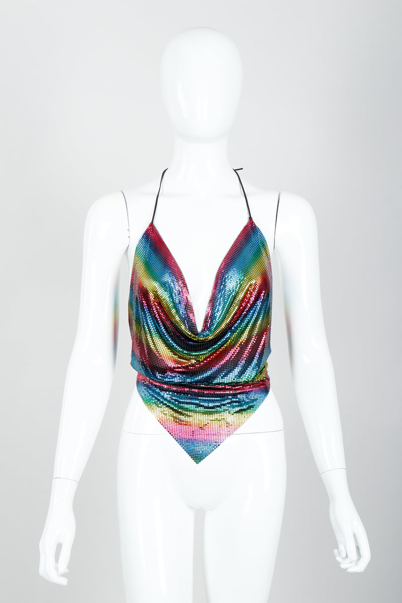 Vintage Whiting & Davis Rainbow Mesh Halter Top on Mannequin front at Recess Los Angeles