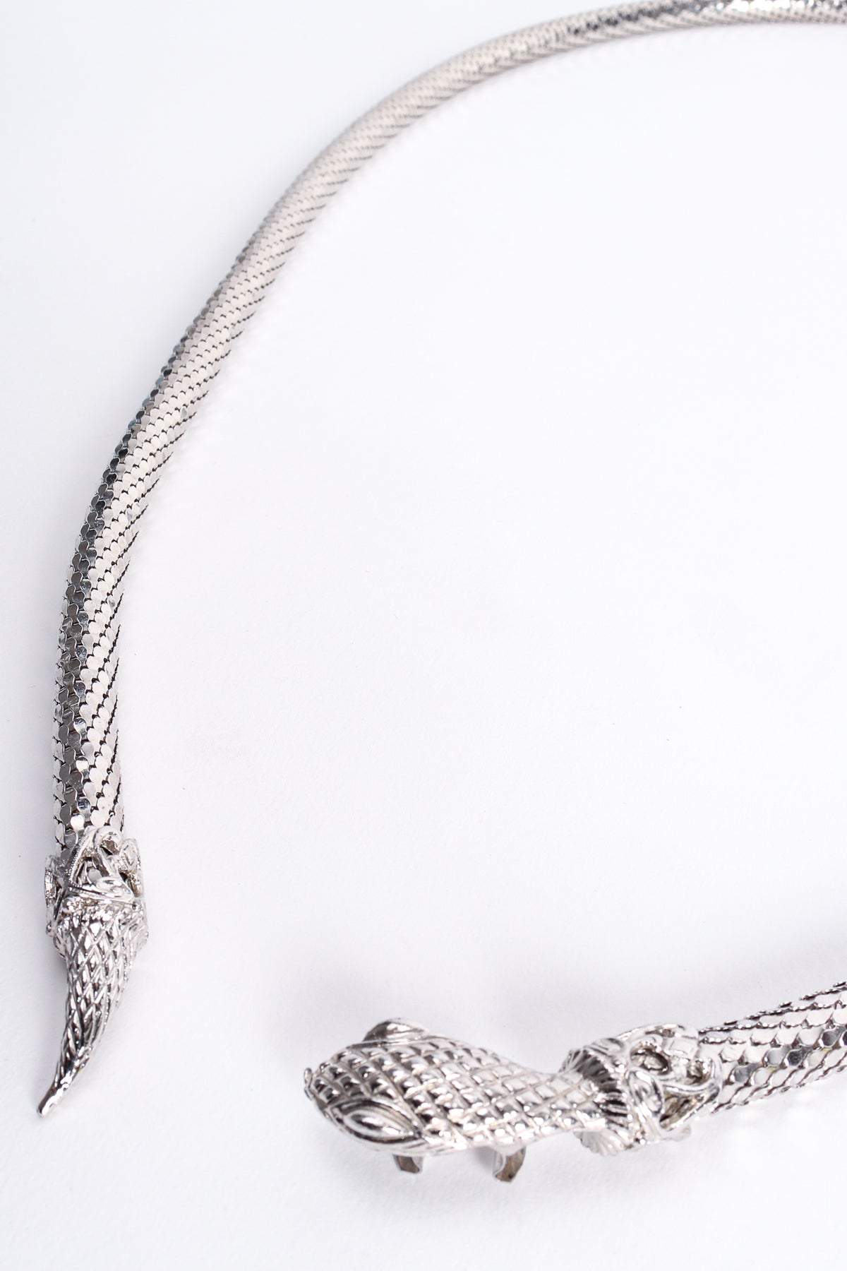 Rare Whiting＆Davis　ヴィンテージスネークベルトメッシュ蛇ベルト Vintage Whiting & Davis Silver Metal Mesh Snake Belt Necklace – Recess