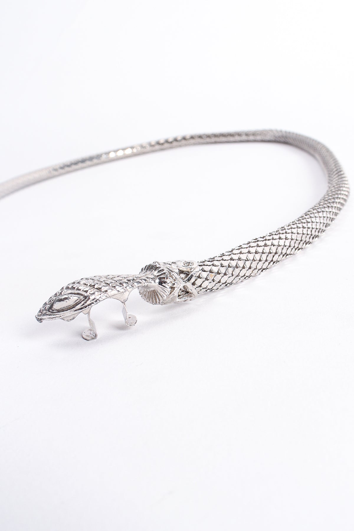 Vintage Whiting & Davis Silver Metal Mesh Snake Belt Necklace – Recess