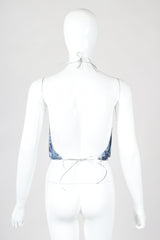Recess Designer Consignment Vintage Whiting & Davis Rare Floral Metal Mesh Halter Top NYE Disco Ball Los Angeles Resale