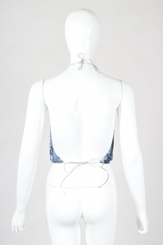 Recess Designer Consignment Vintage Whiting & Davis Rare Floral Metal Mesh Halter Top NYE Disco Ball Los Angeles Resale