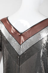 Recess Los Angeles Vintage Whiting & Davis Mixed Metal Liquid Mesh V-Neckl Tee Top