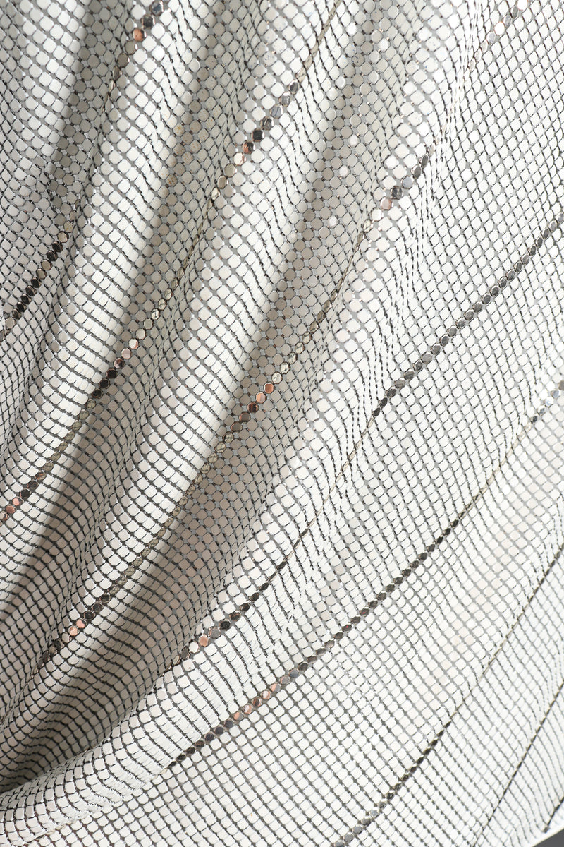 Vintage Whiting & Davis Rare White Metal Mesh Stripe Tee mesh detail at Recess LA