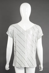 Vintage Whiting & Davis Rare White Metal Mesh Stripe Tee on Mannequin back reverse at Recess LA