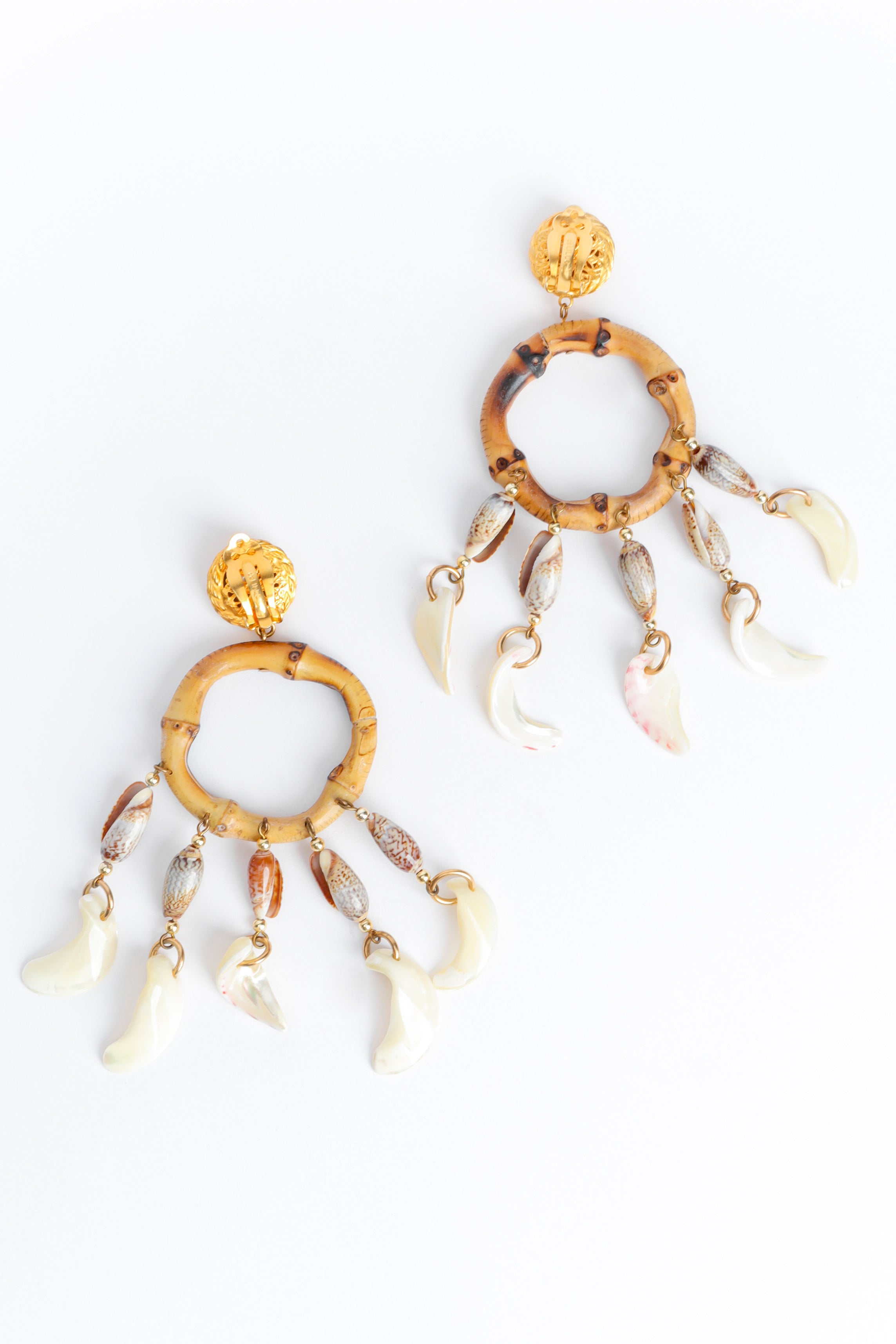 Vintage William De Lillo Bamboo Seashell Fringe Earrings back at Recess Los Angeles'