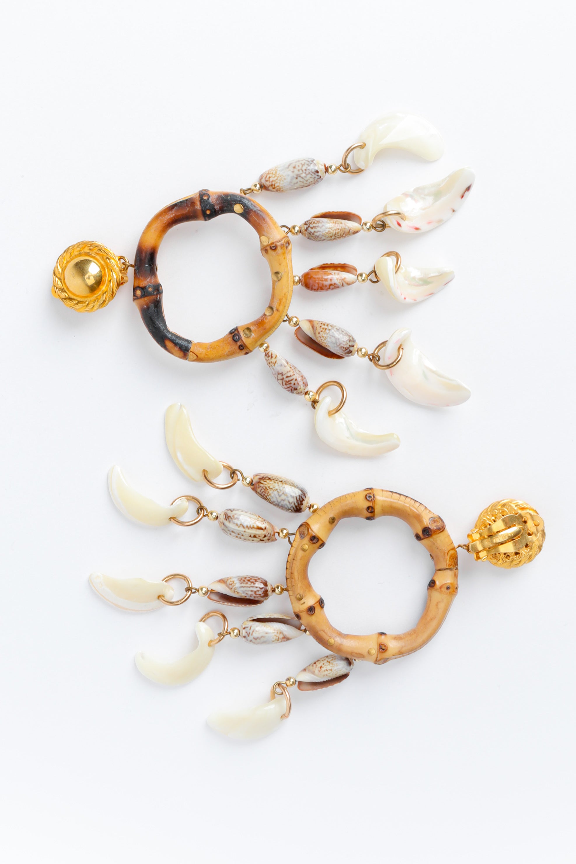 Vintage William De Lillo Bamboo Seashell Fringe Earrings at Recess Los Angeles