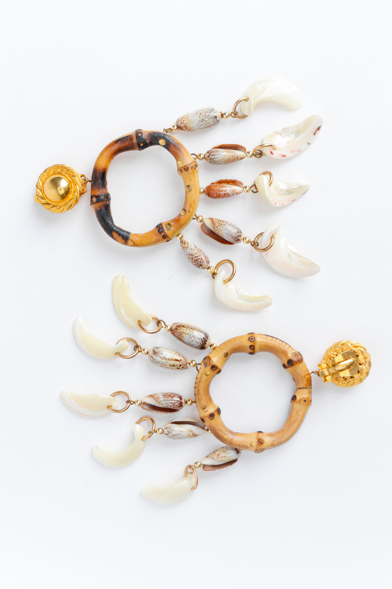Vintage William De Lillo Bamboo Seashell Fringe Earrings at Recess Los Angeles