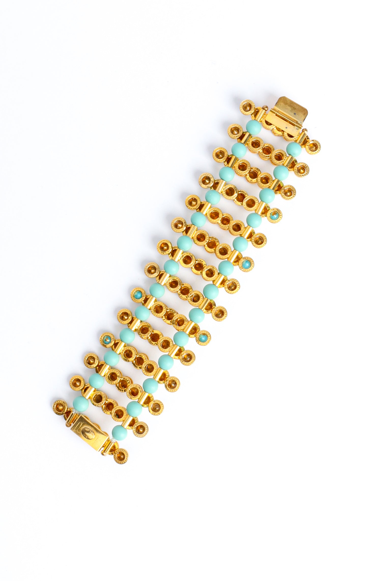 Vintage William deLillo Turquoise Bead Ladder Bracelet back side @ Recess LA