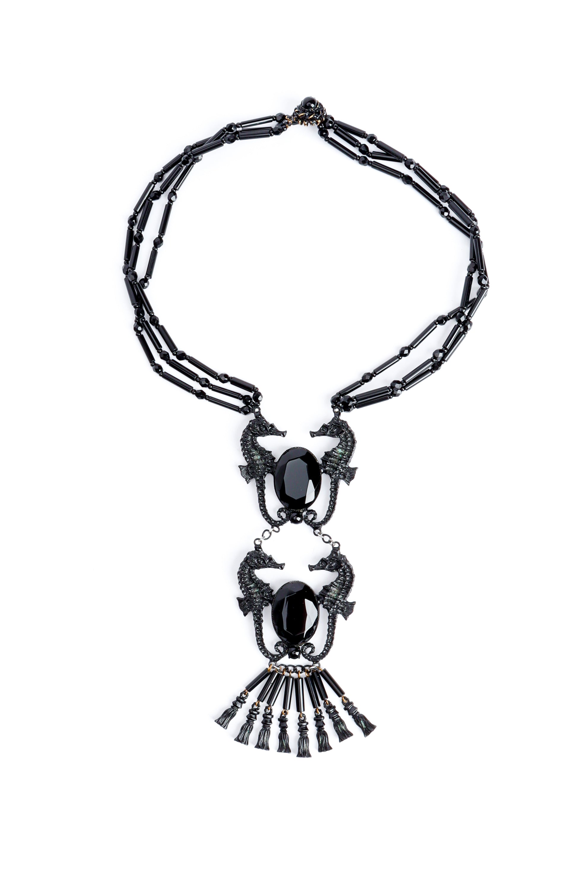 Vintage William De Lillo Onyx Seahorse Necklace at Recess Los Angeles