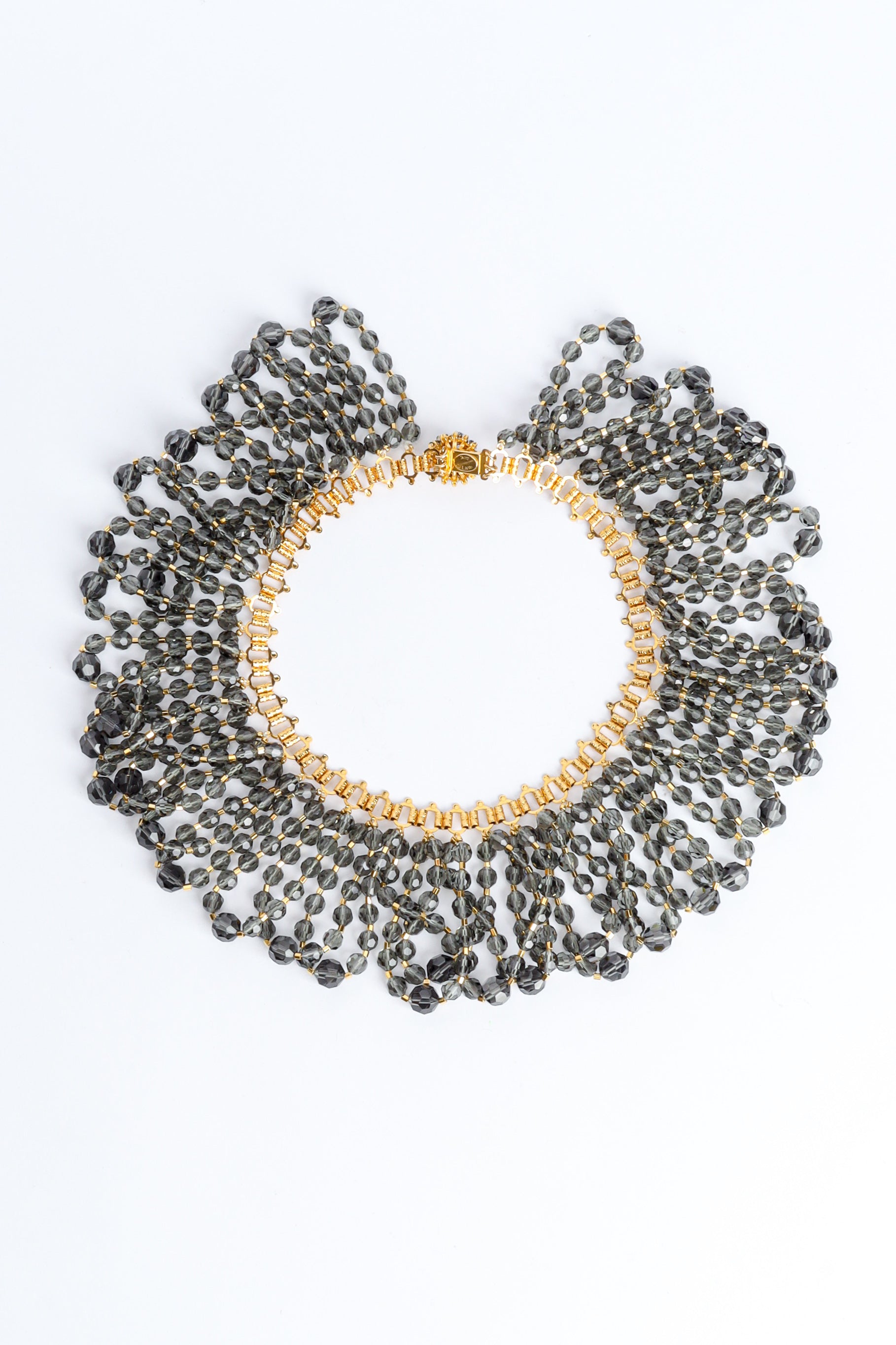 Vintage William DeLillo Rhinestone Bead Bib Collar Necklace on back view @ Recess LA