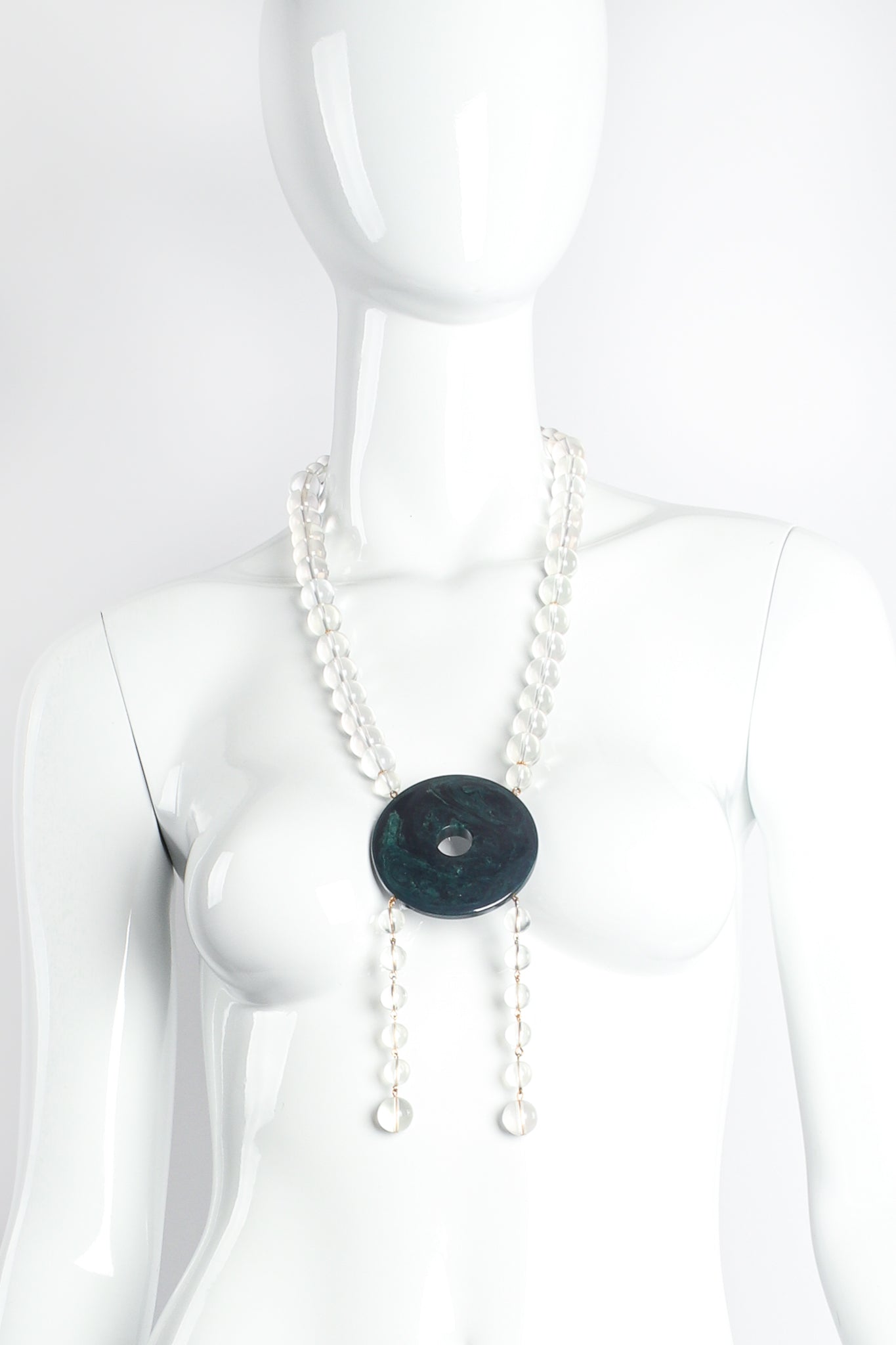 Vintage William deLillo Lucite Disc Necklace on mannequin at Recess Los Angeles