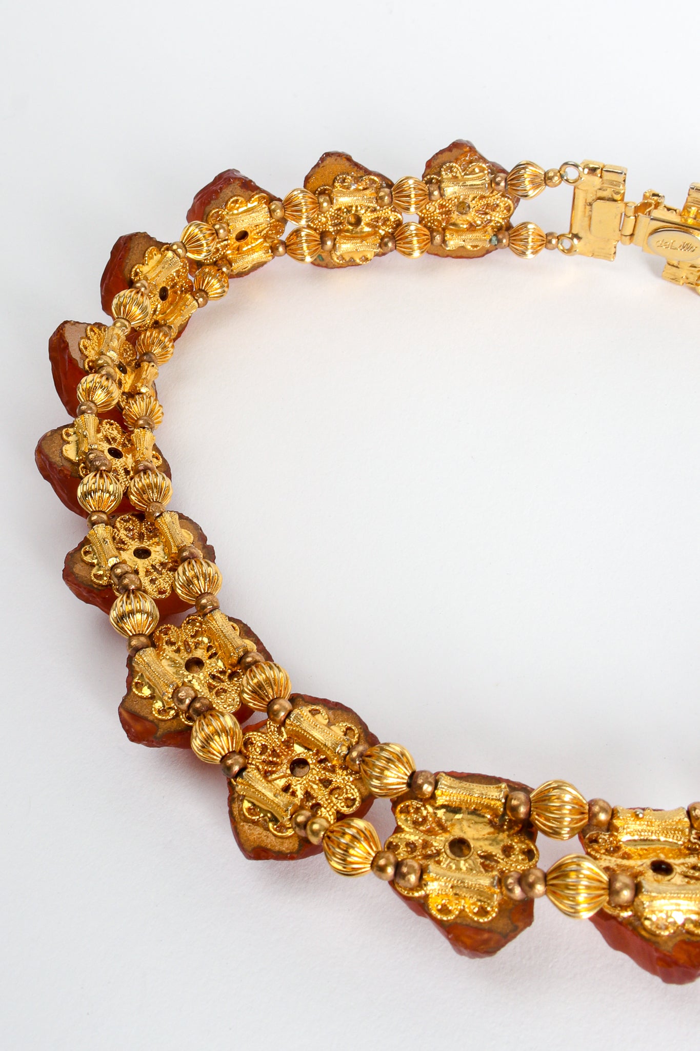 Vintage William deLillo Luminous Amber Collar Necklace backside at Recess Los Angeles
