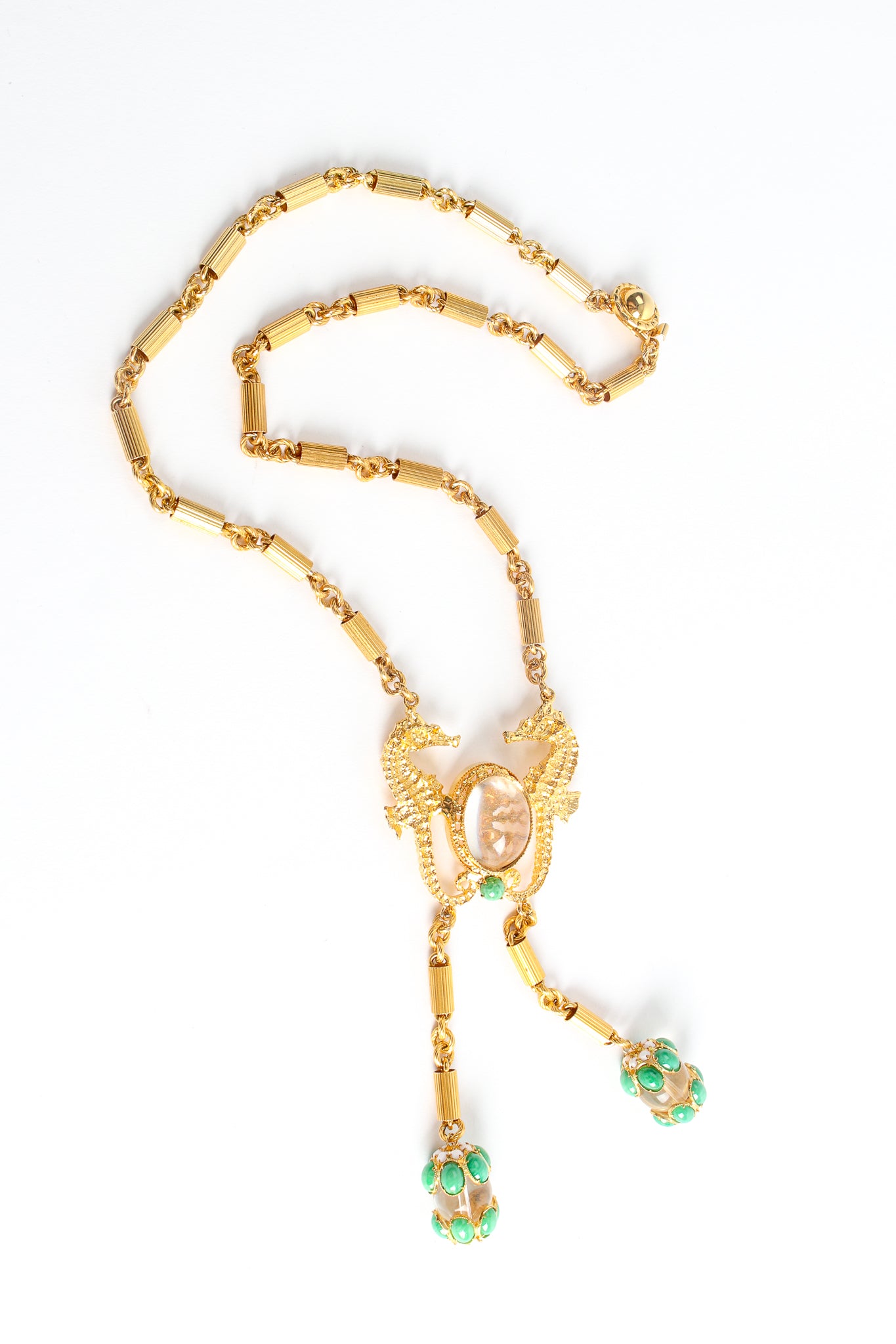 Vintage William deLillo Gold Seahorse Lariat Y Necklace at Recess Los Angeles