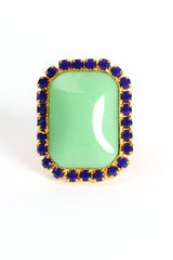 Vintage William deLillo Jade Cabochon Rhinestone Cocktail Ring at Recess Los Angeles