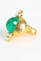 Vintage William deLillo Jade Scarab Cabochon Cocktail Ring side at Recess Los Angeles