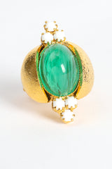 Vintage William deLillo Jade Scarab Cabochon Cocktail Ring angle at Recess Los Angeles