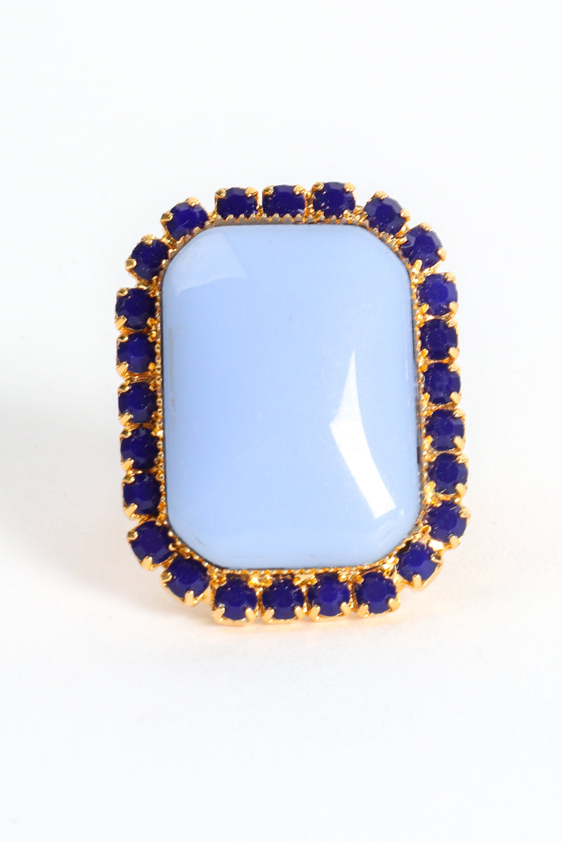 Vintage William deLillo Chalcedony Cabochon Rhinestone Cocktail Ring at Recess Los Angeles