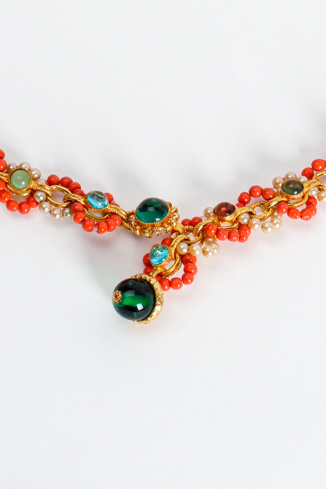 Vintage William deLillo Beaded Glass Cabochon Chain Belt hook at Recess Los Angeles