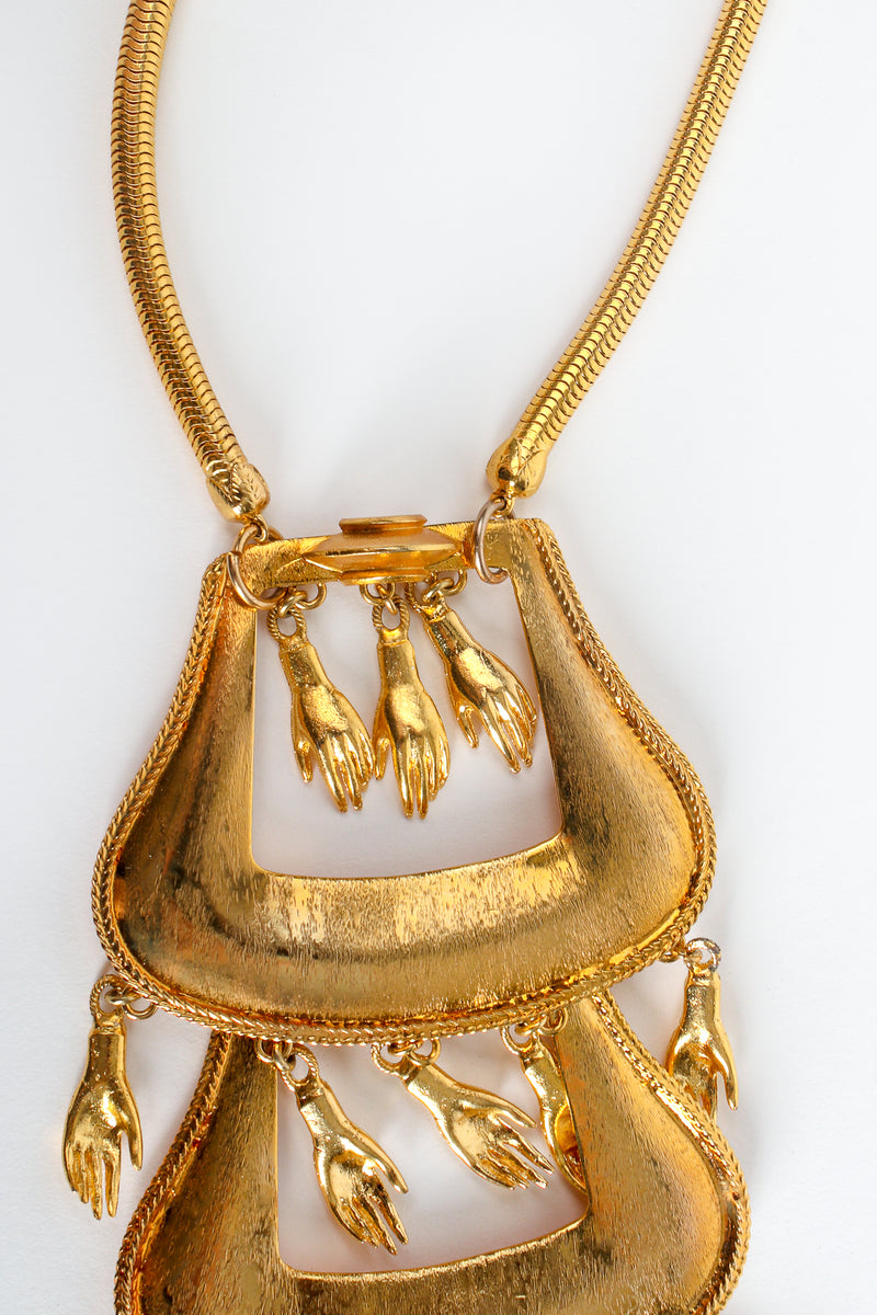 Vintage William deLillo Tiny Hand Tiered Buckle Pendant detail at Recess Los Angeles
