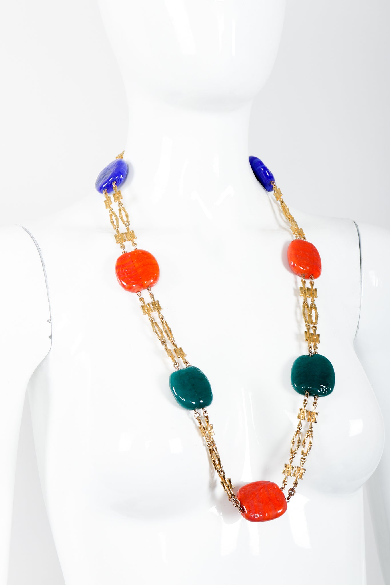 Vintage William de Lillo Hopscotch Stone Chain Necklace on Mannequin at Recess Los Angeles