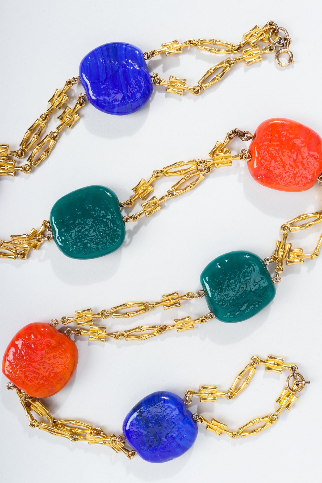 Vintage William de Lillo Hopscotch Stone Chain Necklace ZigZag at Recess