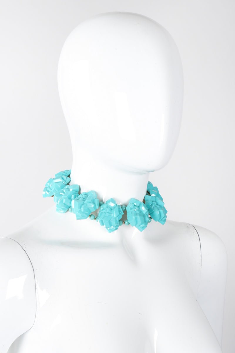 Recess Los Angeles Vintage William de Lillo Faux Turquoise Iris Apfel Pocahontas Rock Collar Necklace