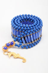 Recess Los Angeles Vintage William De Lillo Blue Lapis Glass Bead Seahorse Belt