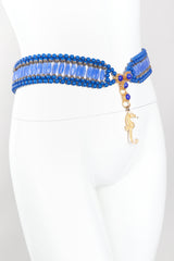 Recess Los Angeles Vintage William De Lillo Blue Lapis Glass Bead Seahorse Belt