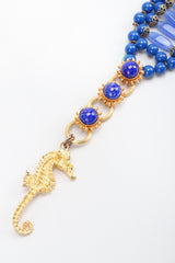 Recess Los Angeles Vintage William De Lillo Blue Lapis Glass Bead Seahorse Belt