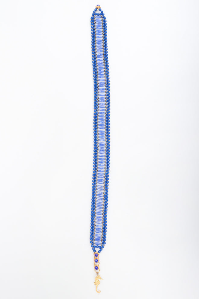 Recess Los Angeles Vintage William De Lillo Blue Lapis Glass Bead Seahorse Belt