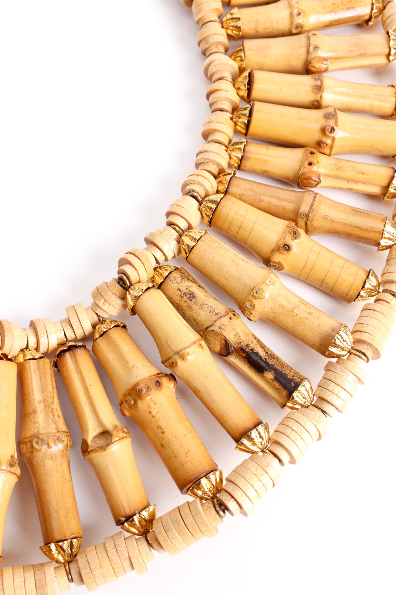 Vintage William deLillo Bamboo Bead Collar detail at Recess Los Angeles