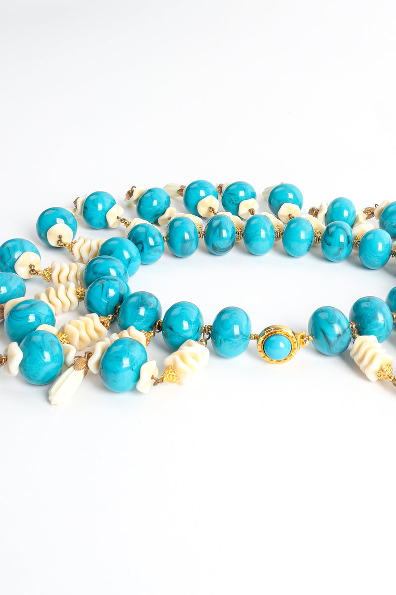 Vintage William deLillo Faux Turquoise Bead Collar Necklace signature cartouche at Recess Los Angeles