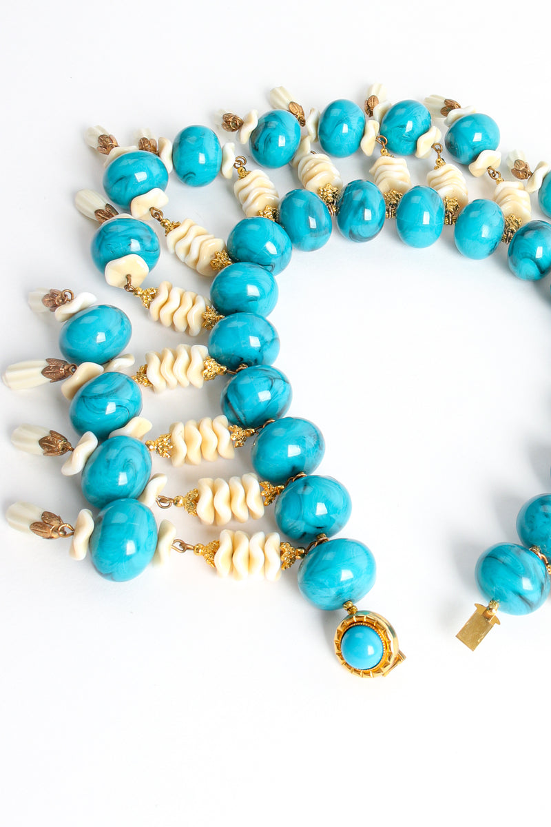Vintage William deLillo Faux Turquoise Bead Collar Necklace signature cartouche at Recess Los Angeles
