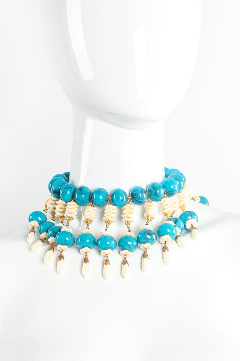 Vintage William deLillo Faux Turquoise Bead Collar Necklace on mannequin at Recess Los Angeles