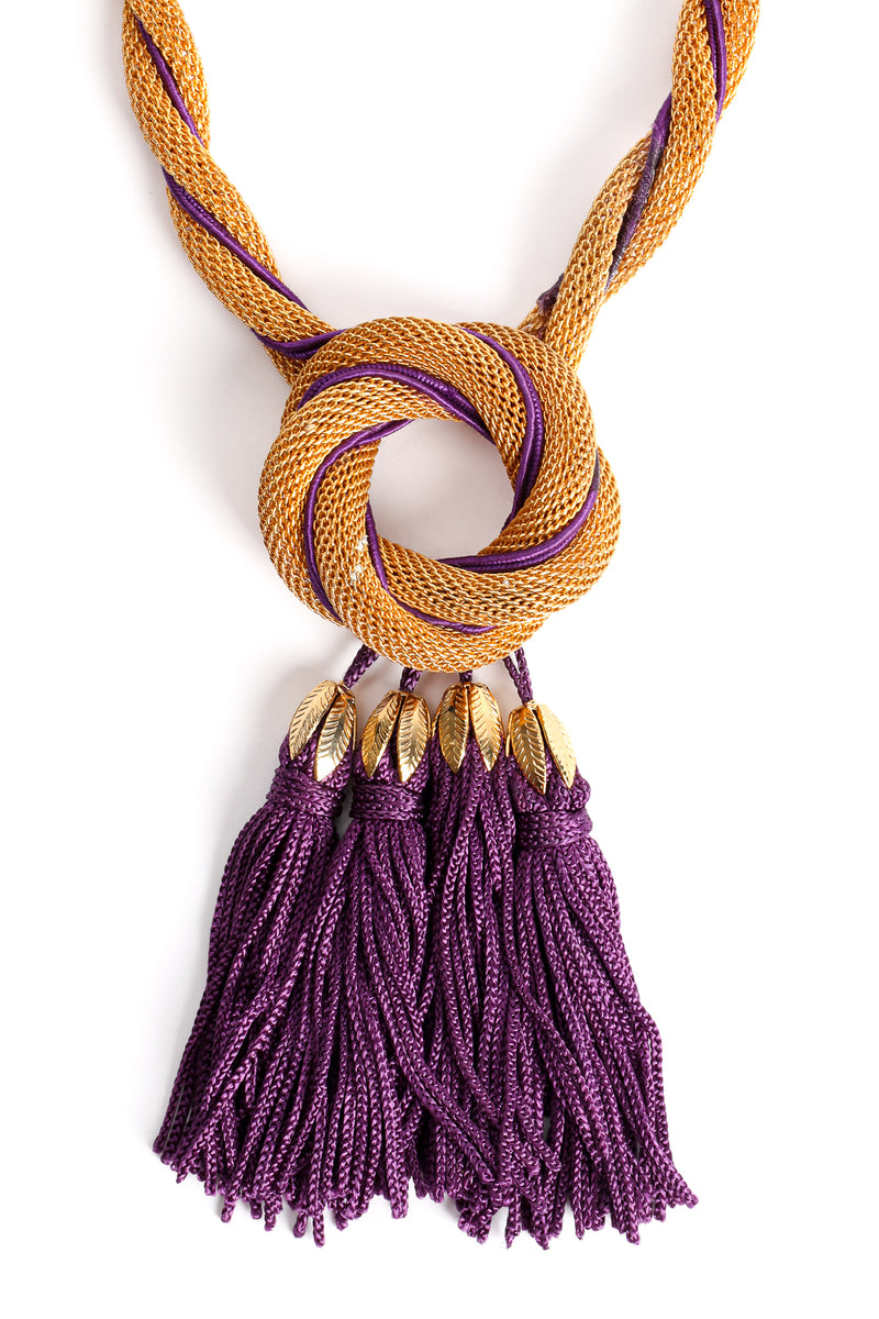 Vintage William deLillo Mesh Rope Tassel Necklace detail at Recess Los Angeles