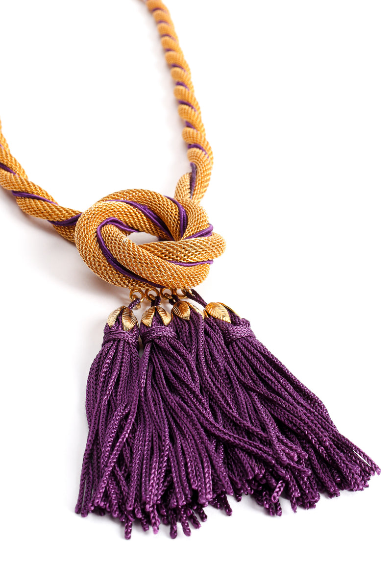 Vintage William deLillo Mesh Rope Tassel Necklace detail at Recess Los Angeles
