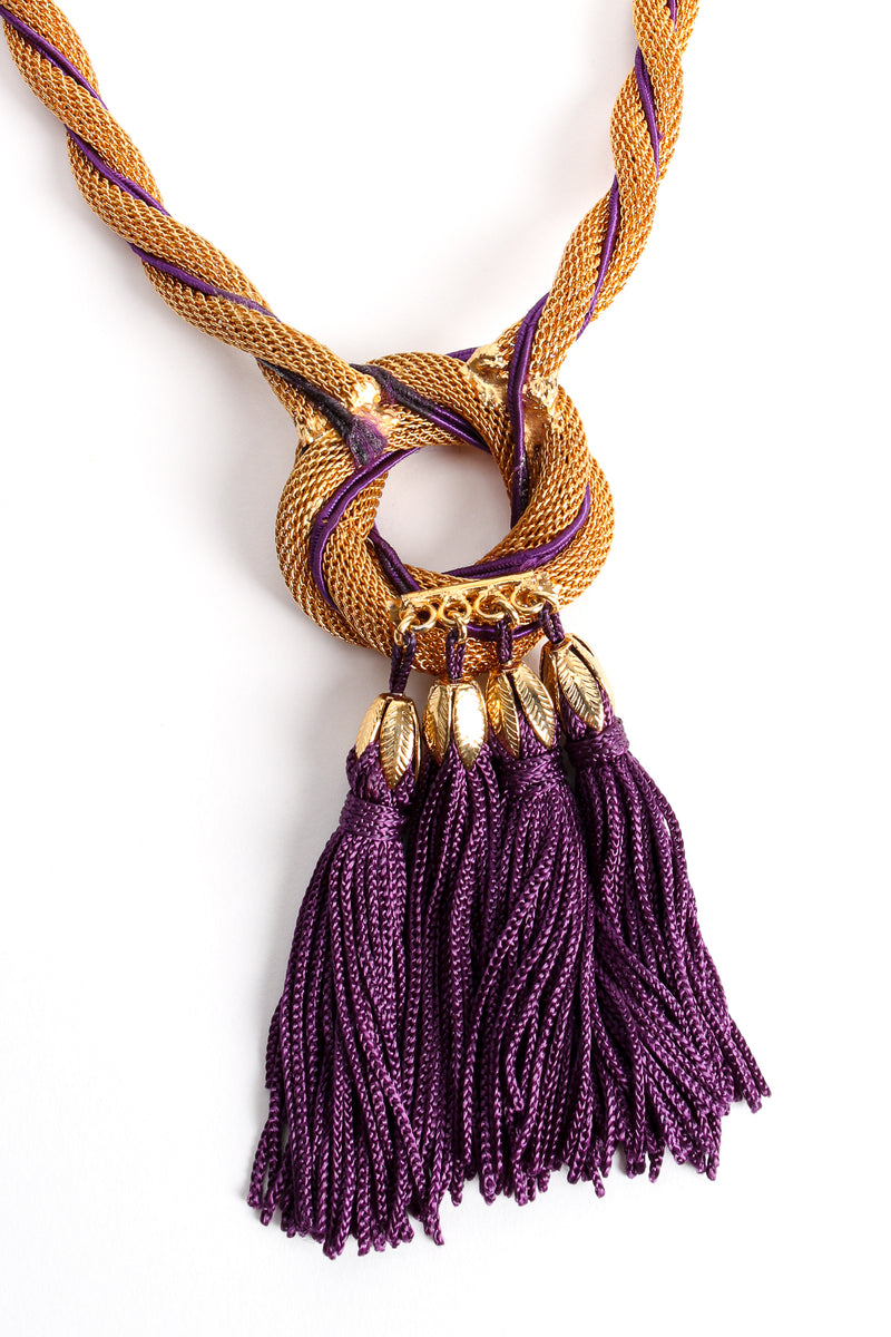 Vintage William deLillo Mesh Rope Tassel Necklace backside at Recess Los Angeles