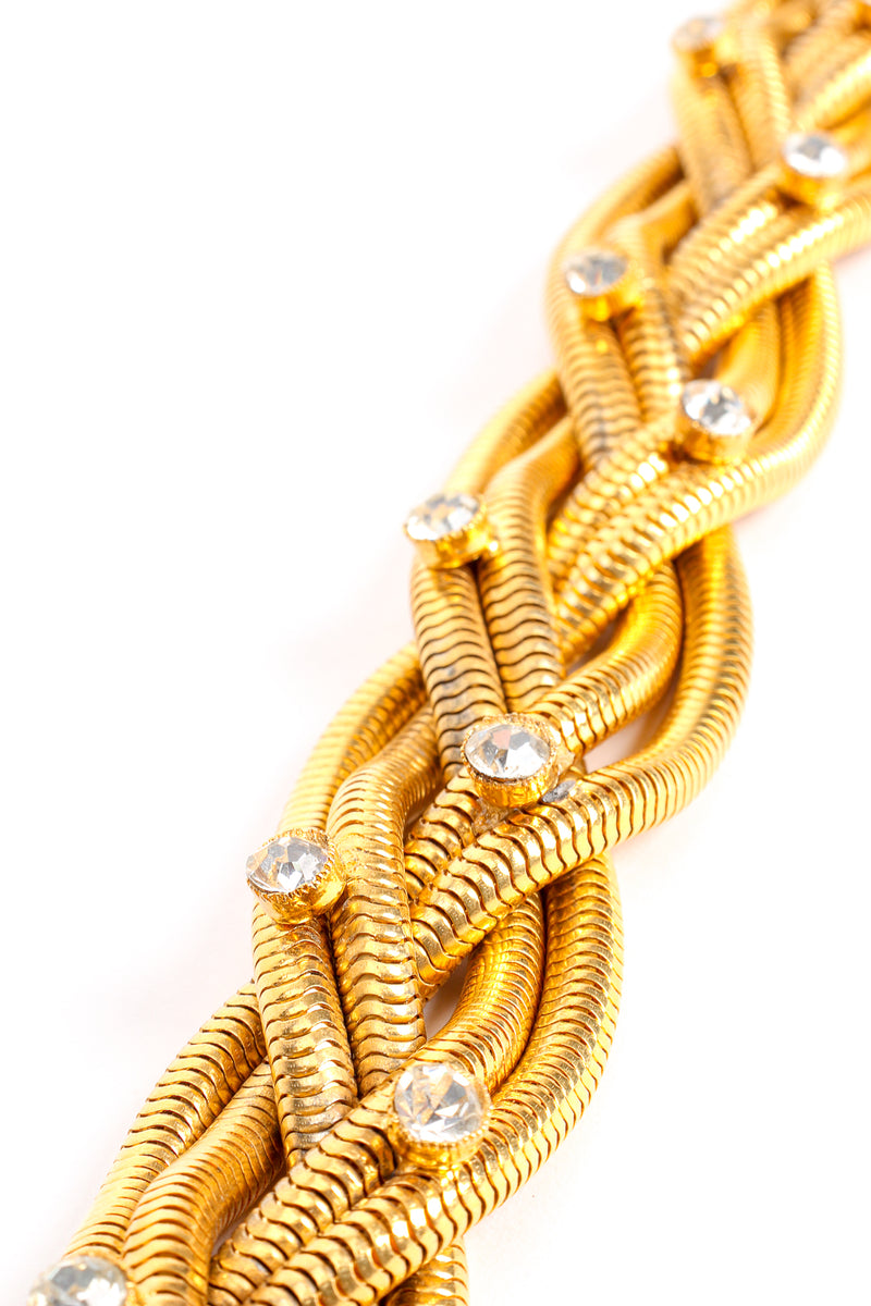 Vintage William deLillo Rhinestone Braid Choker Collar Necklace detail at Recess Los Angeles