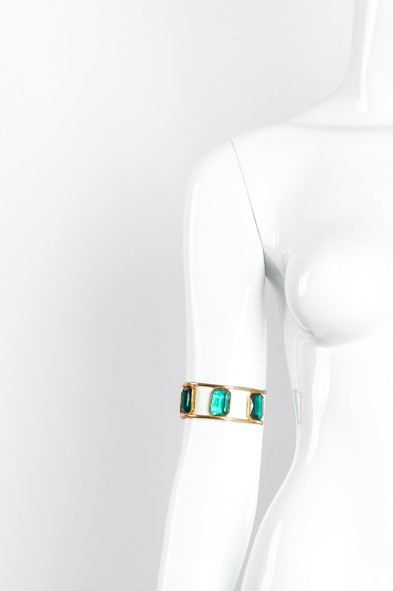 Vintage Wiliam deLillo Emerald 6-Stone Armband on mannequin at Recess Los Angeles