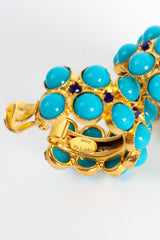 Vintage William deLillo Turquoise Cabochon Hoop Earrings signature cartouche at Recess Los Angeles