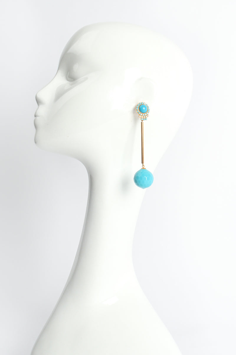 Vintage Unsigned William deLillo Ball Drop Stick Earrings on Mannequin at Recess Los Angeles