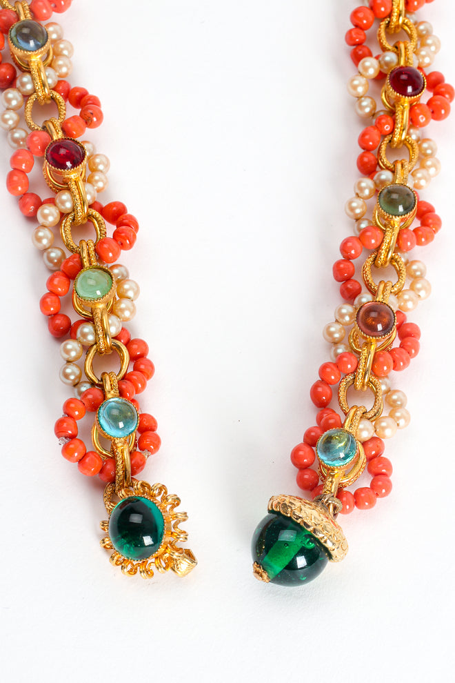 Vintage William deLillo Beaded Glass Cabochon Chain Belt hook at Recess Los Angeles