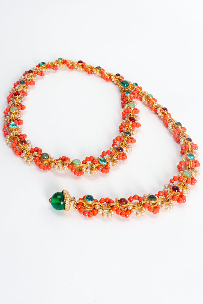 Vintage William deLillo Beaded Glass Cabochon Chain Belt at Recess Los Angeles