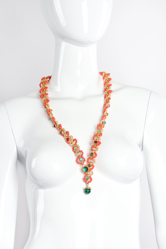 Vintage William deLillo Beaded Glass Cabochon Chain Belt on mannequin at Recess Los Angeles