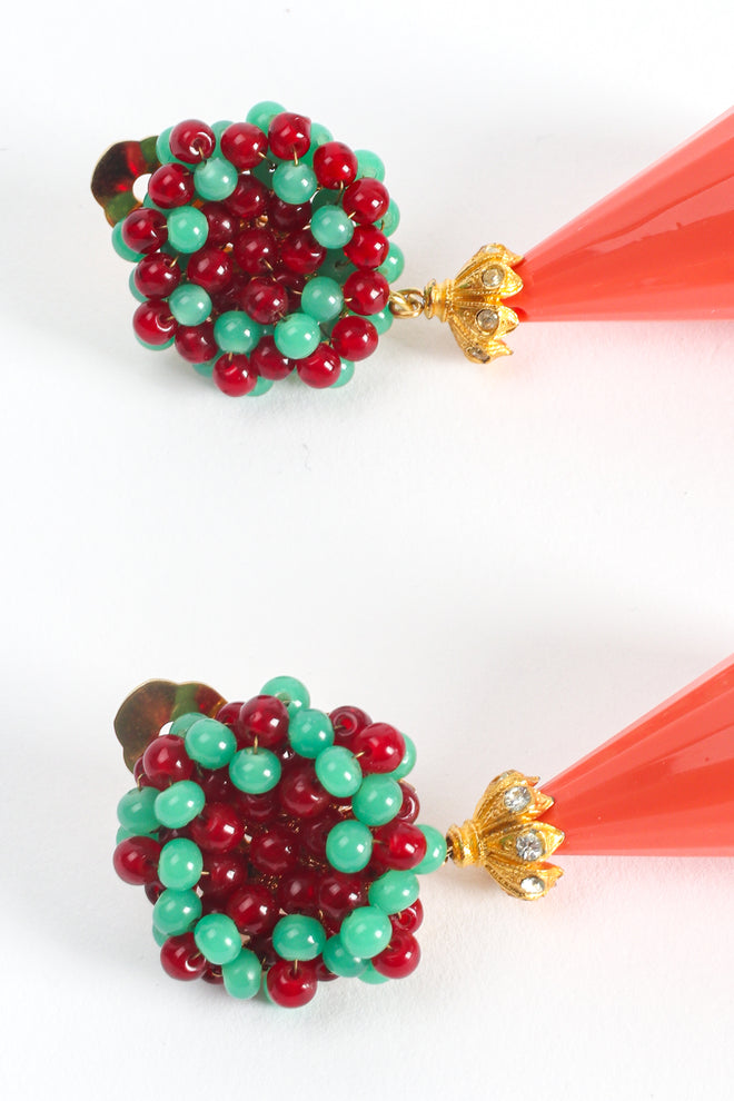 Vintage William deLillo Beaded Cone Drop Earrings detail at Recess Los Angeles