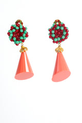 Vintage William deLillo Beaded Cone Drop Earrings at Recess Los Angeles