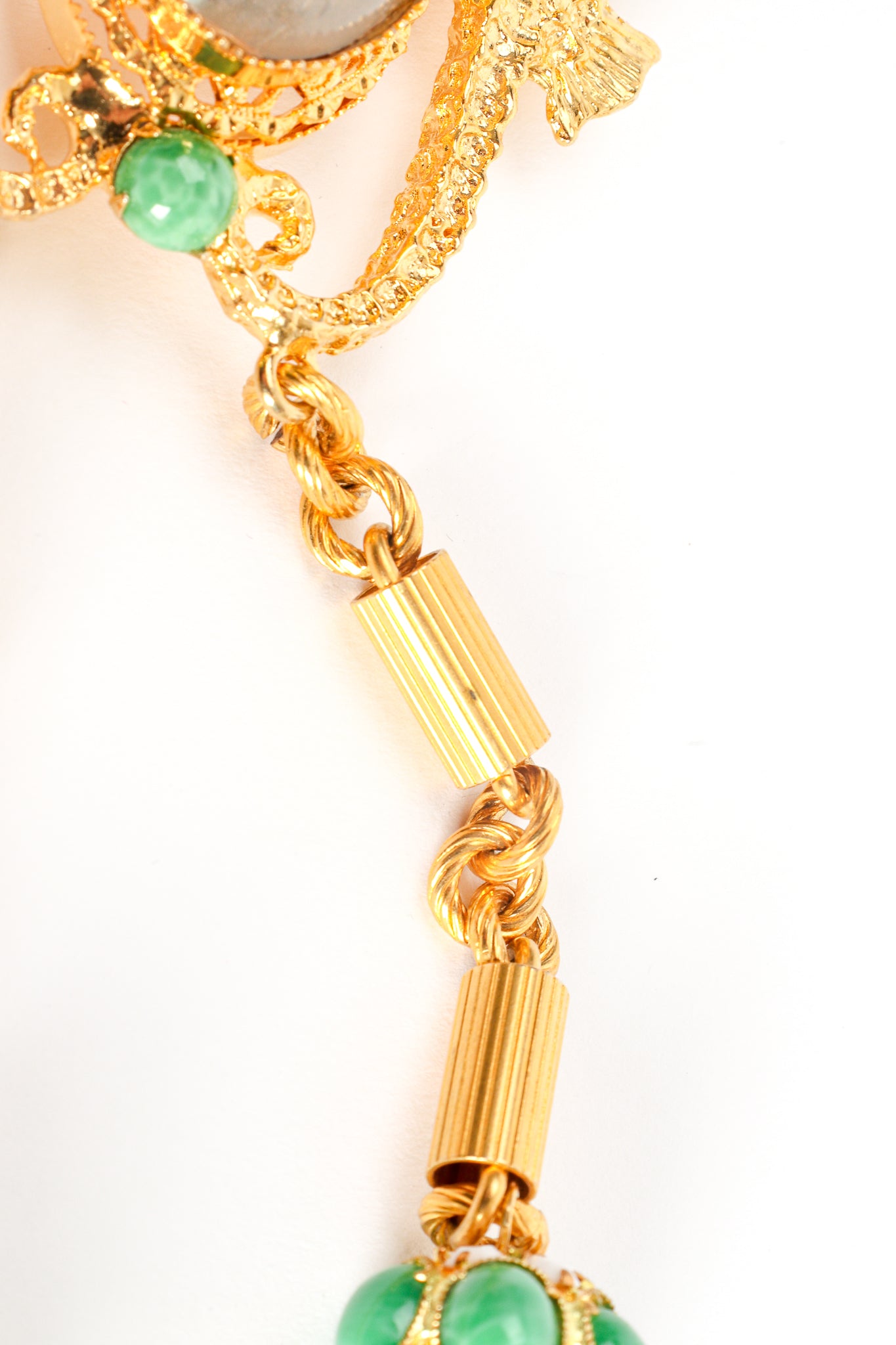 Vintage William deLillo Gold Seahorse Lariat Y Necklace wear at Recess Los Angeles