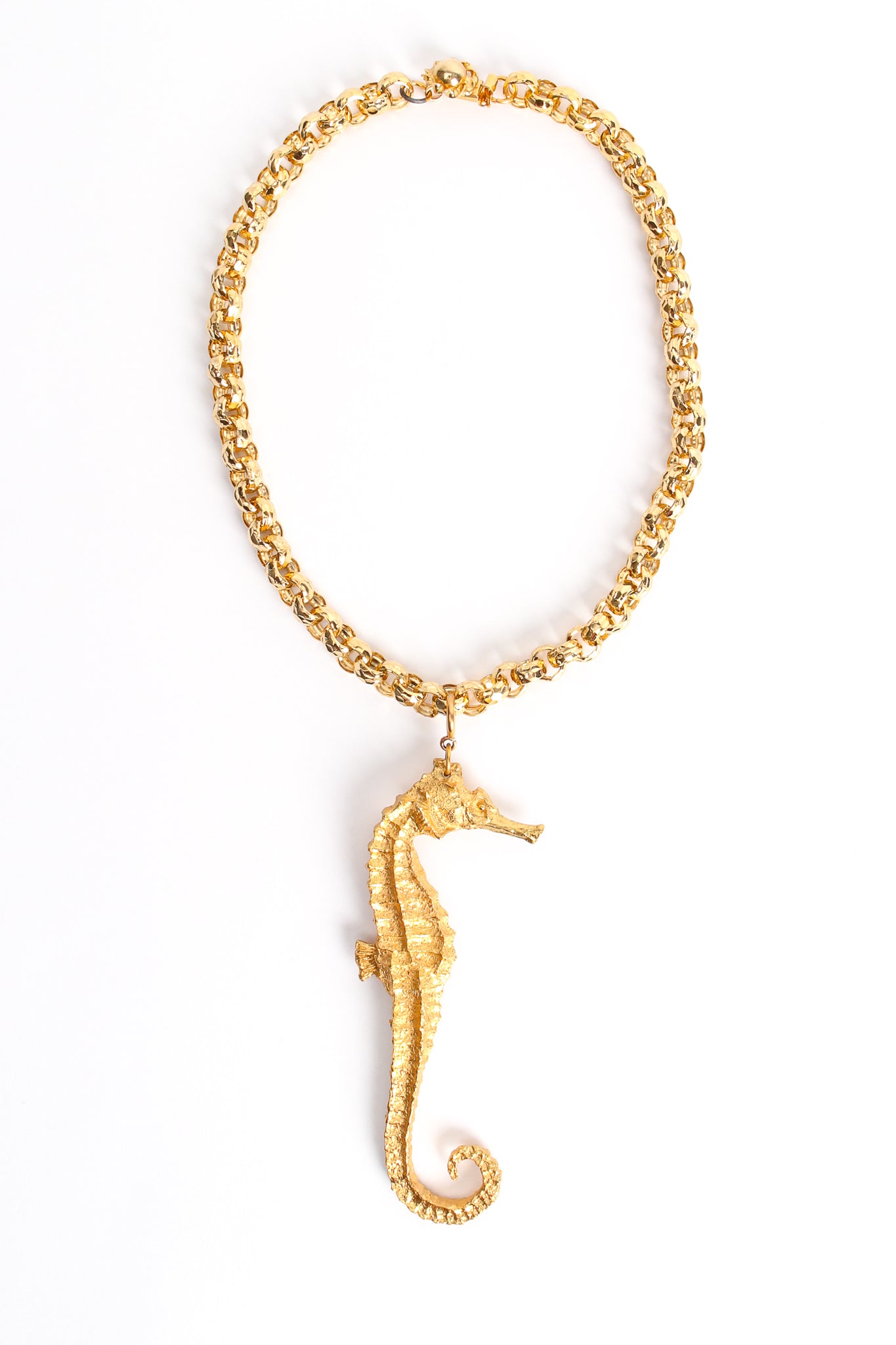 Vintage Unsigned William deLillo Golden Seahorse Pendant at Recess Los Angeles