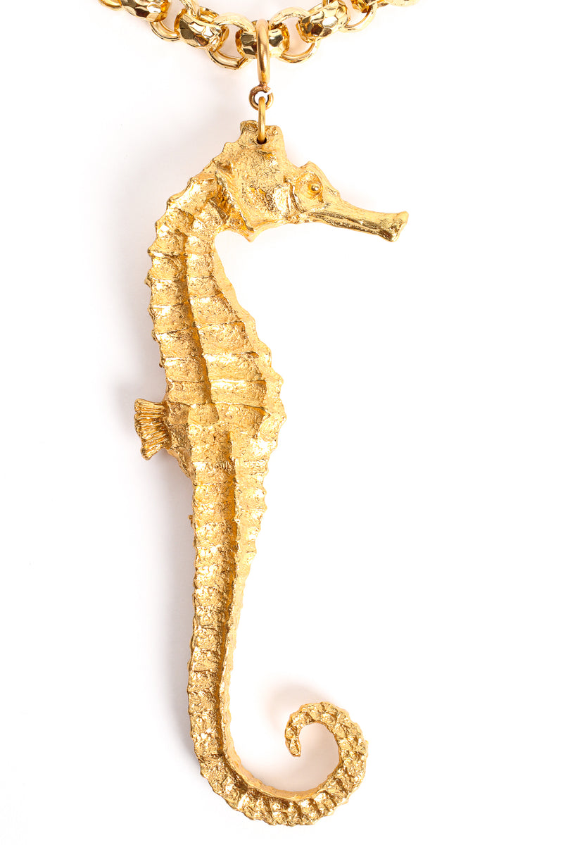 Vintage Unsigned William deLillo Golden Seahorse Pendant at Recess Los Angeles